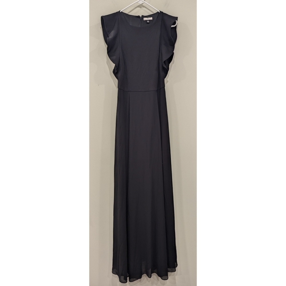 H by Halston Black Flutter Sleeve Maxi Dress Size 4